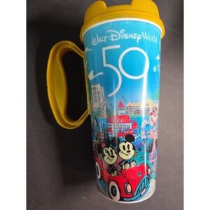 Walt Disney World 50th Anniversary Resorts Mug Refillable Parks Cup NEW 🔵🟡